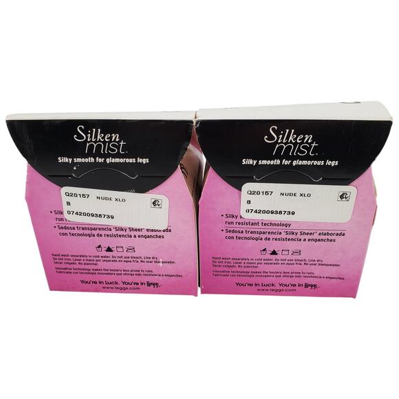 L'eggs Silken Mist Sheer Leg Run Resistant Control Top Nude‎ Size B Lot of 2 New - Picture 3 of 4